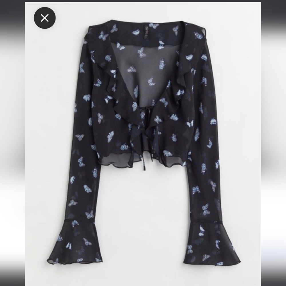 Tie front mesh butterfly top